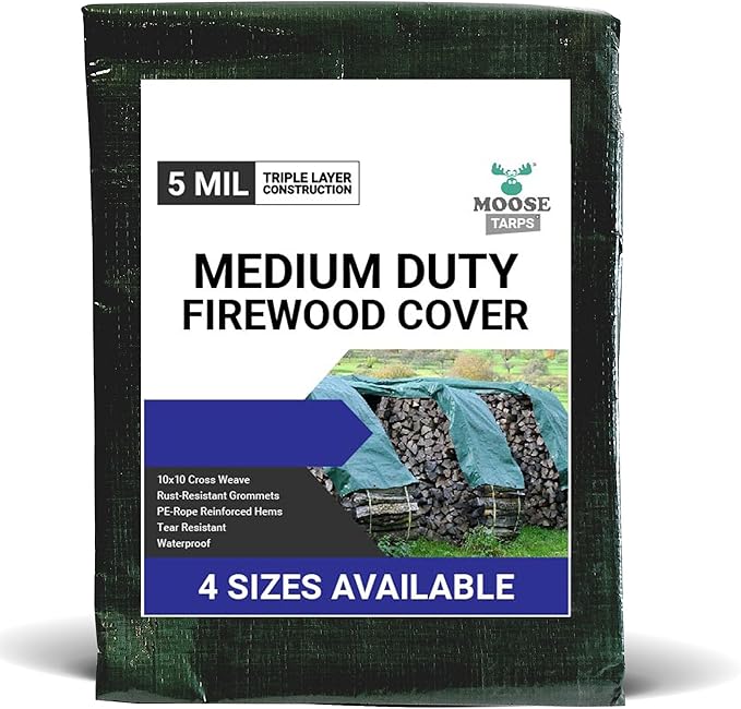 Reversible Heavy Duty Poly Tarp for Wood Piles, Firewood Piles, Construction & Ground Covering - Tear & Water Resistant - 6 x 26 Foot Indoor/Outdoor Tarp, Green and Brown