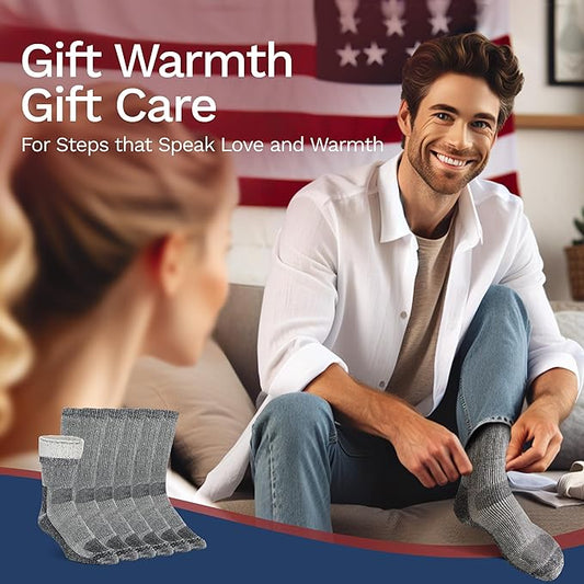 Buttons & Pleats Wool Socks for Men & Women Merino Thermal Warm Cozy Winter Boot Sock