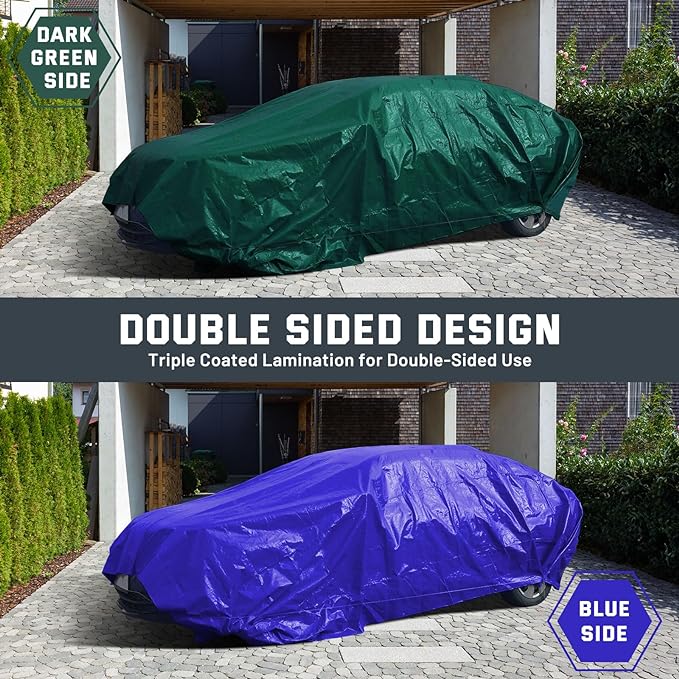 Kesfitt Tarp Heavy Duty Waterproof 20x25FT,16 Mil Thick Tarps Tear&Fade Resistant,UV Resistant,Poly Tarp Cover with Grommets and Reinforced Edges for Outdoor Camping Pools Boat Car(Green/Blue)