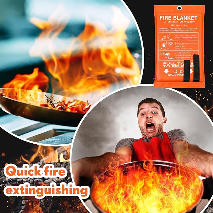 Macarrie 30 Pack Fire Blankets 39” x 39” Fire Blanket Emergency for Home and Kitchen Extinguisher Blankets Fiberglass Suppression Blanket Safety Fireproof Survival for Car Office Warehouse (Orange)