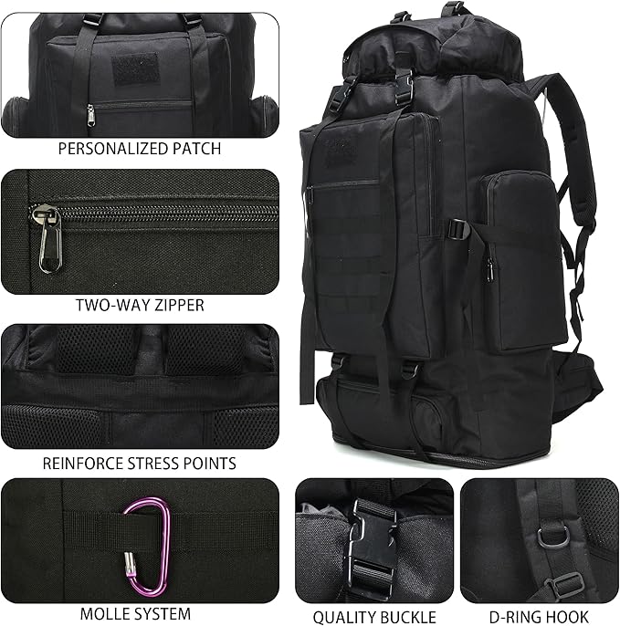 Hiking Backpack for Men 70L/100L Camping Backpack Military Rucksack Molle 3 Days Assault Pack for Climbing