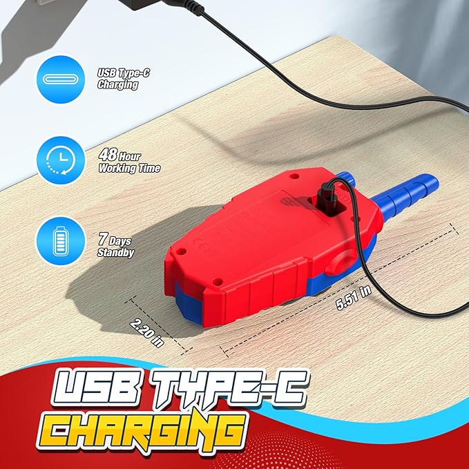Rechargeable Walkie Talkies for Kids : Toys Gifts for 3 4 5 6 7 8 9 Year Old Boys Girls Ages 5-7 Kids Walkie Talkies 2 Pack Outdoor 2 Way Radio Toy for 3-12 Year Old Boy Birthday Gift Age 3-6