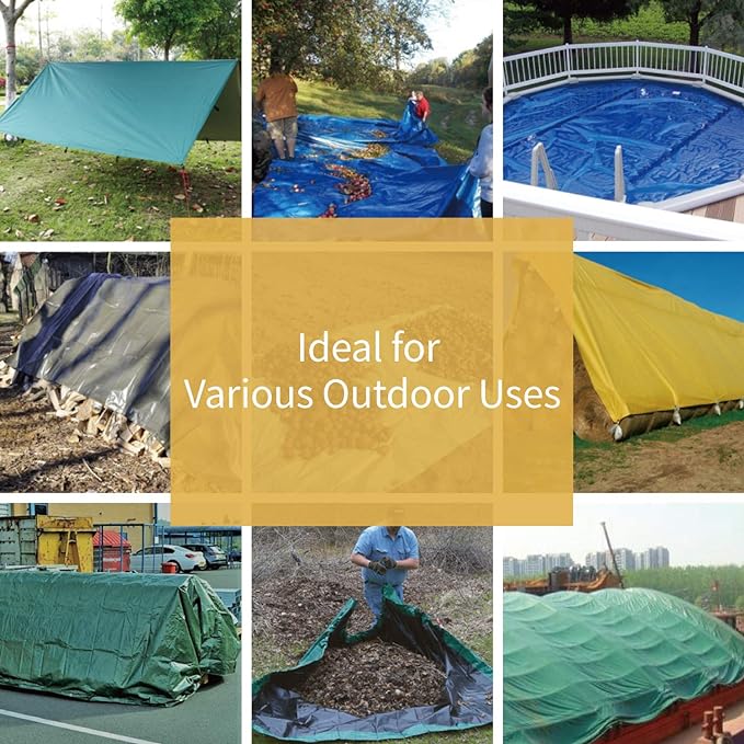 GUARD SHIELD Heavy Duty Tarp 12x12 Feet Green Multi Purpose Thick Waterproof Poly Tarp Cover 10mil