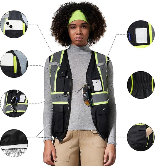 AYKRM Custom Logo Personalised Printed High Visibility Reflective 2 two tone work construction Safety Vest
