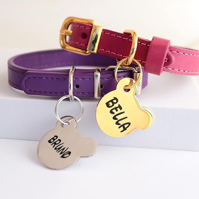 Custom Pet ID Tag, Personalized Engraved Stainless Steel Boy & Girl Pets Identification Tags, Emergency Lost Dog Tags, Cute Puppies Tag with Phone Number
