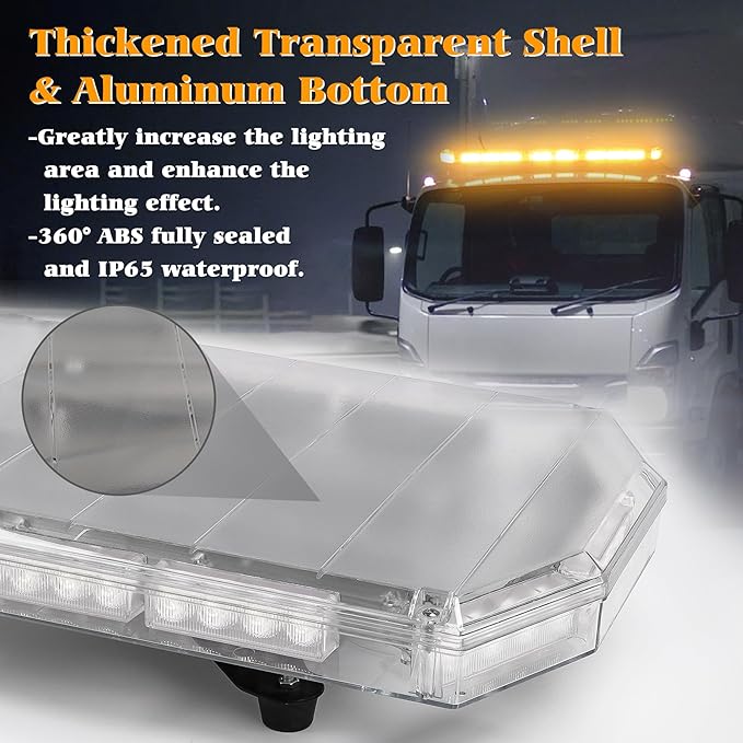 48 Inch 88 LED Amber Emergency Light Bar Super Bright Rooftop Strobe Lights Waterproof Hazard Warning Roof Top Flashing Light Bar for Tow Truck Construction Vehicle (Yellow, DC 12-24V)