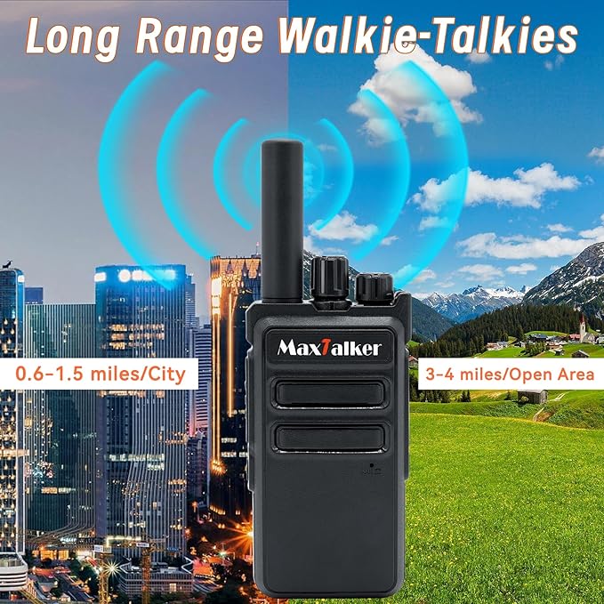 MT-5X Walkie Talkies Long Range for Adults, 2 Way Radio with Conduit Earpiece, Radios Walkie Talkies with Rechargeable Type-C Charging Battery, Two Way Radio for Family, Camping, School（6 Pack）