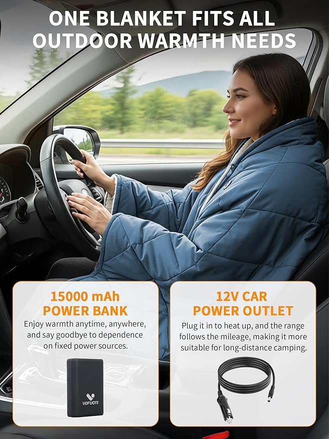 Heated Blanket Battery Operated,12V Heated Shawl Throw Blanket,Cordless heating pad with 15000 battery,Wearable Heated Blanket,Sherpa Lining,3 Heating Set for Car,Camping,Backpacking,Hiking,Travel