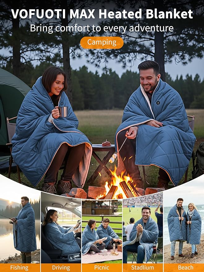 Heated Blanket Battery Operated,12V Heated Shawl Throw Blanket,Cordless heating pad with 15000 battery,Wearable Heated Blanket,Sherpa Lining,3 Heating Set for Car,Camping,Backpacking,Hiking,Travel