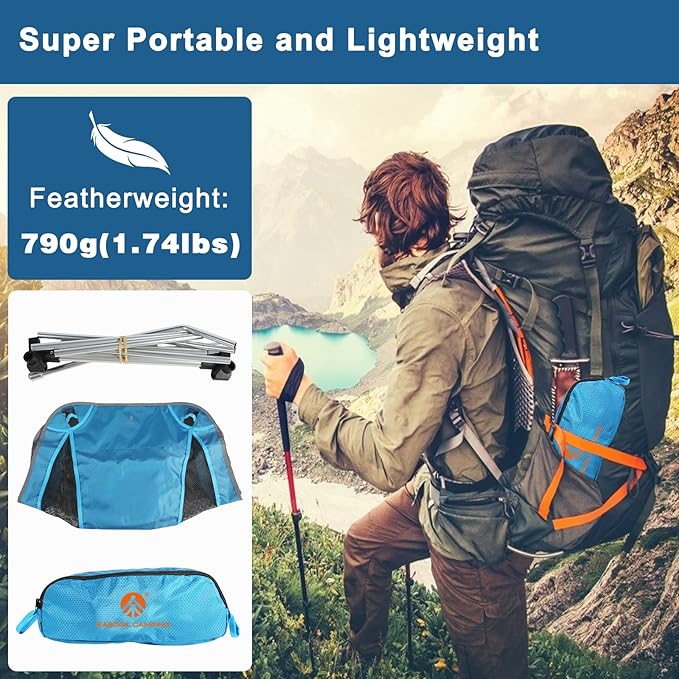 Ultralight Folding Camping Chair Low Lightweight Foldable Camp Chairs with Carry Bag for Hiking, Backpacking, Picnic, Outdoor Concert, Sports Events, Beach