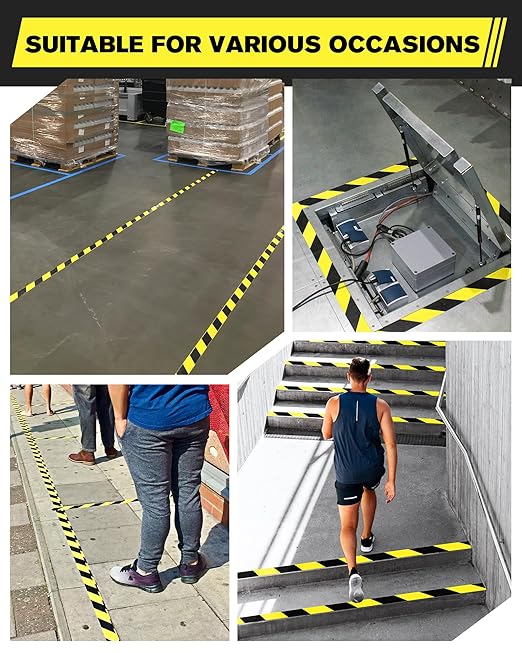 Avery Dennison Safety Floor Tape 2 Inch x 108 FT, Heavy-Duty PVC Forklift-Resistant, High-Visibility Reflective for Warehouse/Factory/Parking, Black & Yellow, ROHS/Reach Certified (1 Roll)