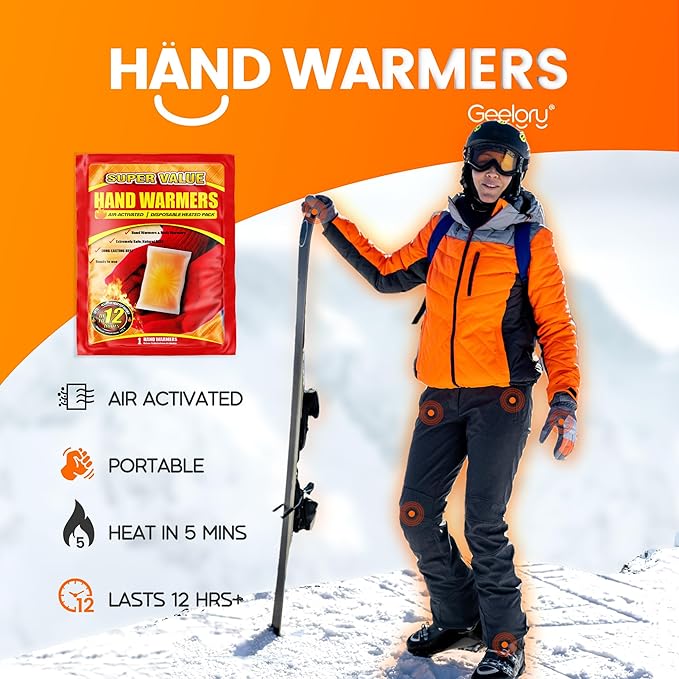 Hand Warmers Disposable 10/30/55/90/175/125/240/375/500/700Pcs, Long-Lasting Up to 12 Hours for Warm Body, Safe Portable Hand Warmers for Hand & Foot, Heater for Camping, Fishing, Winter