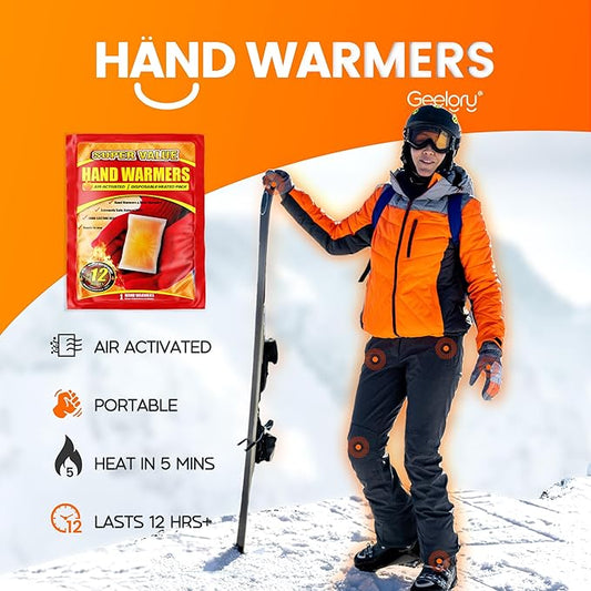 Hand Warmers Disposable 10/30/55/90/175/125/240/375/500/700Pcs, Long-Lasting Up to 12 Hours for Warm Body, Safe Portable Hand Warmers for Hand & Foot, Heater for Camping, Fishing, Winter