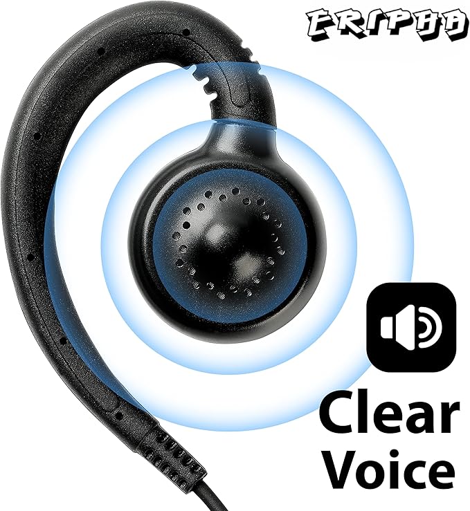 CP100d CP200 Radio Earpiece Compatible with Motorola BPR40 CLS 1110 1410 VL50 RDM2070D DLR1020 Walkie Talkie 2 Pin [C-Ring] Two Way Radio Surveillance Headset with PTT Mic (2 Packs)