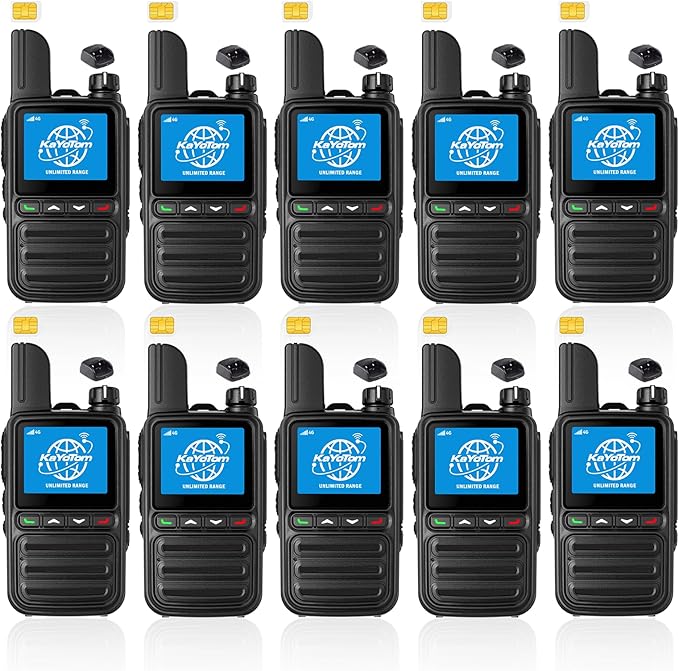KAYOTOM Lifetime Free Global Walkie Talkies Unlimited Range PTT Push-to-Talk Over Cellular Nationwide 5000 Miles POC 4G Handheld Long Range Two Way Radio for Team (with Charge Dock, 10-Packs)