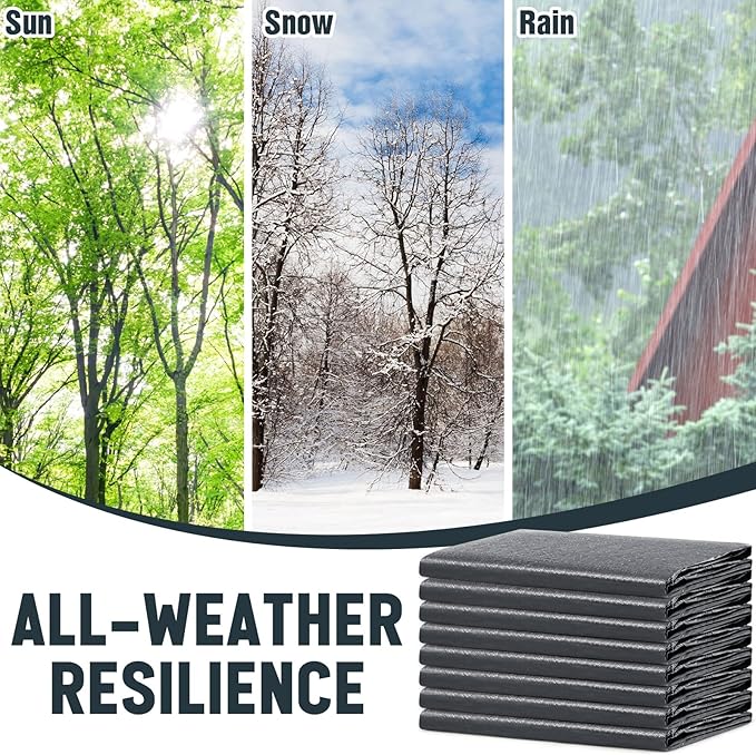 8 Pack 6 x 8 ft 5.5 Mil Large Tarps Heavy Duty Waterproof Tarp Multi Purpose Tent Cover for Home Boats Cars Camping Patio Furniture Roof Emergency Rain Protective Cover, Gray