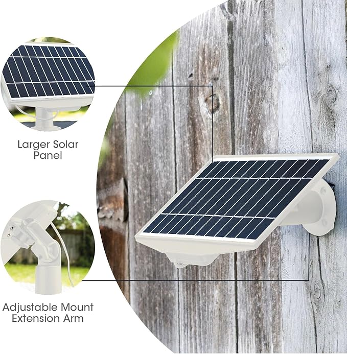 8W Solar Panel for Ring Stick Up Cam, Stick Up Cam Pro, Spotlight Cam Plus, Spotlight Cam Pro - White