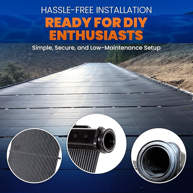 Industrial Grade Solar Pool Heater DIY Kit - Superior High-Wind Strapless Mounting System & Maximum Freeze Resistance (5-4'x9.5' / 190 Square Feet)