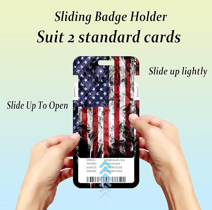 Badge Holder Lanyard American Flag Badge Reel ID Card Holders Detachable Name Tag Clips Cute Funny Nurse Teacher Office Gifts Women Man Badge Holder (USA SMOG)