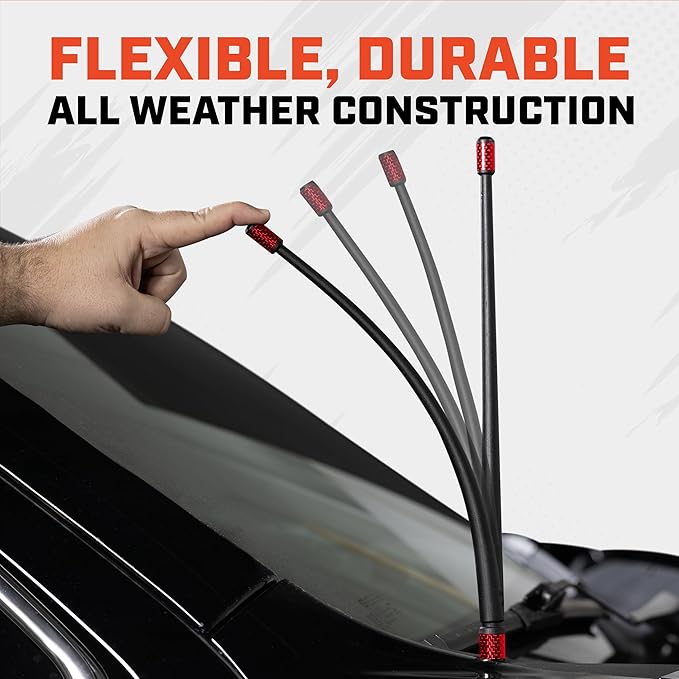Votex - The Spartan - 13 3/4 Inch Short Flexible Rubber Antenna fits Nissan Titan (2004-2018) - Red Carbon Fiber Trim - Tuned Internal Copper Coil - Part Number A601-QUA-15