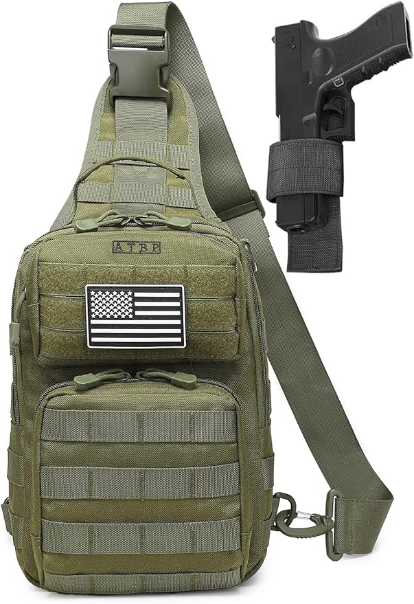 ATBP Tactical Sling Backpack with Holster Military Crossbody Bag for Men Single Shoulder Back Pack 10L