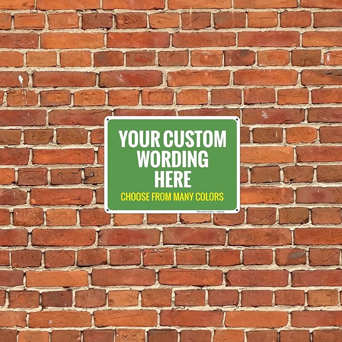 Custom Personalized Signs For Home, Office, Business, Delivery, Decor, Indoor/Outdoor Use Yellow Sign, 10x14 Aluminum Inches, Rust Free .040 Aluminum, Fade Resistant, Made in USA