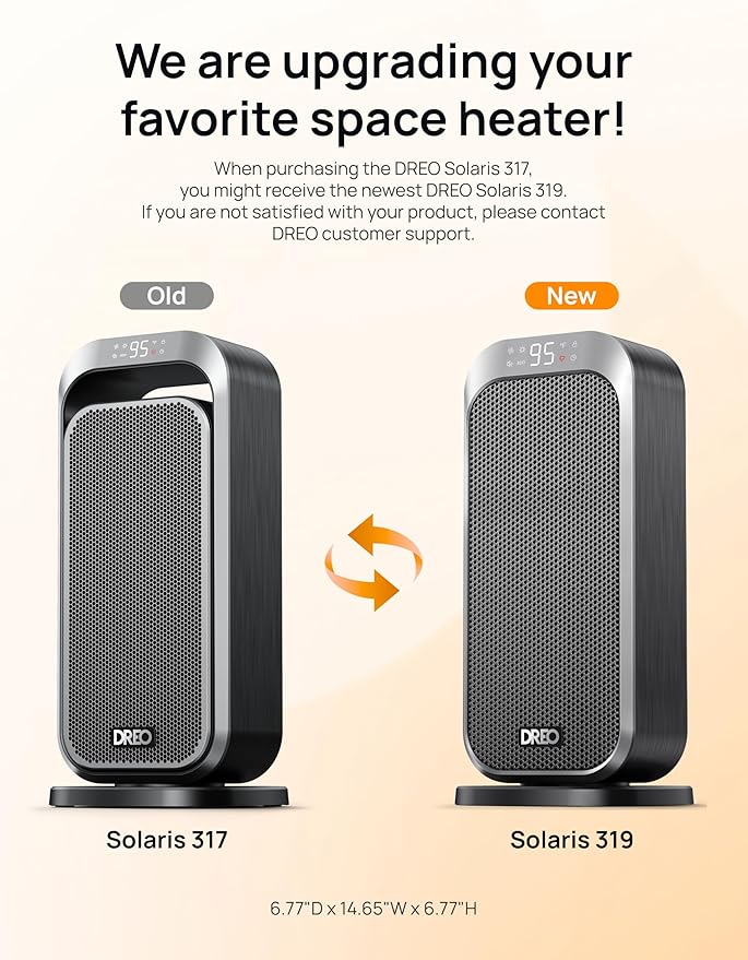Dreo Quiet Space Heater, 1500W Portable Heaters for Indoor Use with Remote, 70° Oscillation, Fast and Safety Electric PTC Ceramic for Desk Office Bedroom, 12H Timer