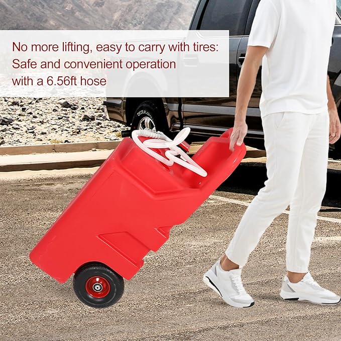 32 Gallon Portable Fuel Caddy Tank with 3.2GPM Automatic Transfer Pump ，12V / 4AA Battery Powered，6.5 ft Hose Diesel Transfer Tank for Gasoline Diesel Fuel & DEF/Urea Liquid