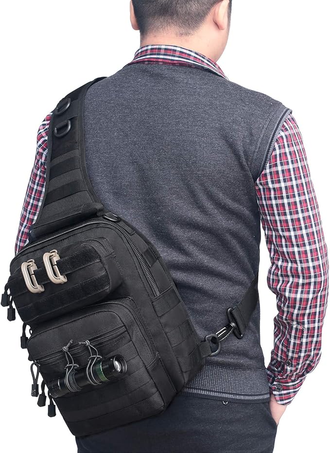 Tactical Sling Bag Pack Military Rover Shoulder Sling Backpack Molle Range Bags Chest Pack Day Pack Diaper Bag (Army Green)