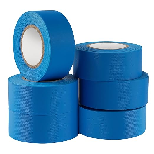 GEYYANG Blue Flagging Tape,3.35 Mil Thick,1-3/16" x 98ft, 6 Rolls - NO Adhesive - Survey and Mark Boundaries, Trees and Hazardous Areas - Weatherproof and Fade-Resistant