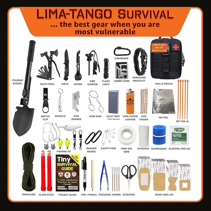 48 Hour Survival Kit - 228 Pieces Survival Gear and Supplies, 45L Go Bag Emergency Backpack, First Aid, Water Filter, Food, Tools, Tent, Camping Essentials, Emergency Preparedness - The Solo
