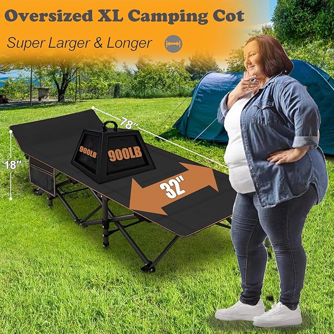 ABORON Heavy-Duty Folding Guest Bed for Adults, 500lb Capacity, Portable Extra Cot with 1252D Double Layer, Ideal for Indoor Guest Stays & Temporary Home Use
