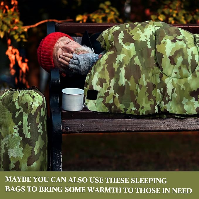Tranqun 10 Pcs Sleeping Bags Bulk for Adults Sleeping Bag Liner Cold Weather 4 Seasons Camping Gear Equipment Lightweight Waterproof for Homeless Charity Hiking Travel, 5 Color
