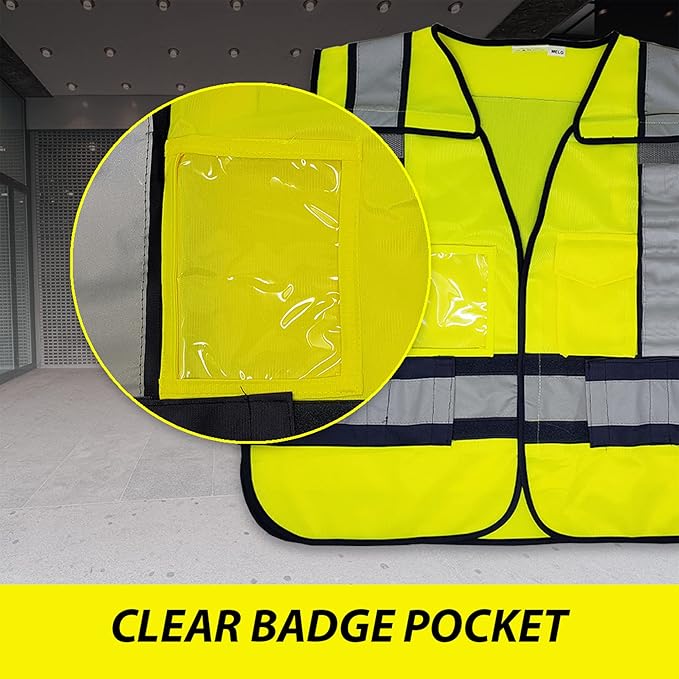 VIEWBRITE Reflective (Class 2) Staff Vest Lime Green - 5 Point Breakaway High Visibility Yellow Staff Safety Vest