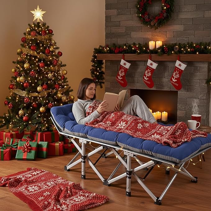 ABORON Camping Cot for Adult 28" Extra Wide, Heavy-Duty 1200D Oxford Cot for Sleeping, Portable Folding Camp Bed with Mat & Carry Bag