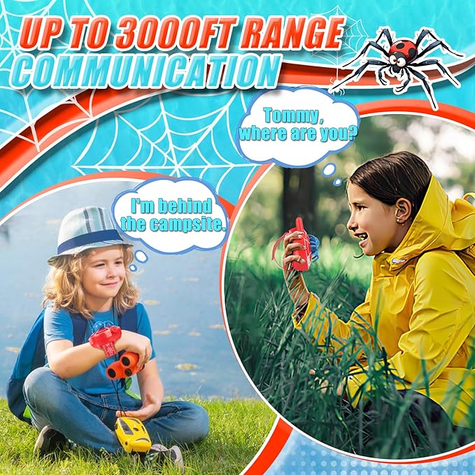 Walkie Talkies for Kids Boys Toys for Ages 3-12 5-7 Girls Toy 3 4 5 6 7 Year Old Boy Birthday Gift Long Range 2 Way Radio Hiking Camping Games Halloween Christmas Stocking Stuffers 2 Pack
