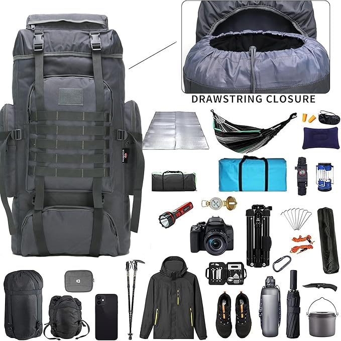 Hiking Backpack for Men 70L/100L Camping Backpack Military Rucksack Molle 3 Days Assault Pack for Climbing