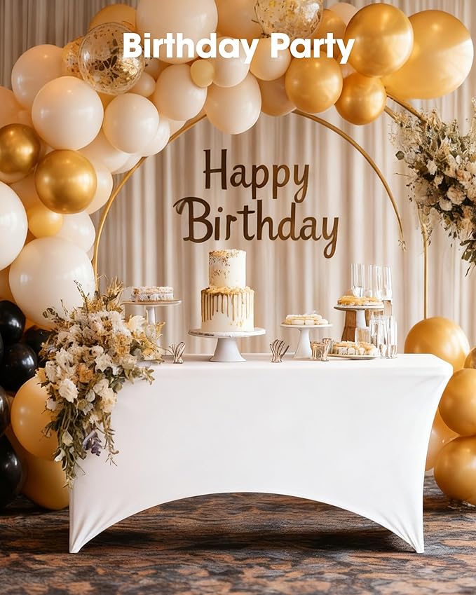 Pureegg Spandex Tablecloth 6ft - 12 Pack, Fitted and Tight Cloth for Rectangle Table, Wrinkle-Free and Stretch Table Cover for Party, Wedding, Banquet and Birthday, White