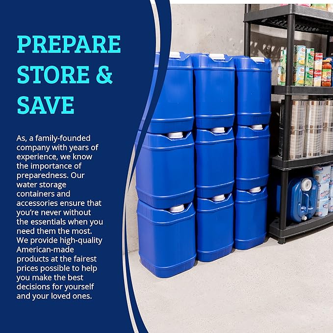 5-Gallon Stackable Water Storage Containers, Emergency Water Storage for Camping and Disaster Preparedness, 60 Gallons