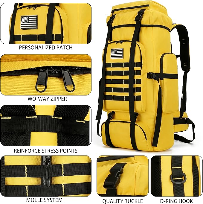 Hiking Backpack for Men 70L/100L Camping Backpack Military Rucksack Molle 3 Days Assault Pack for Climbing