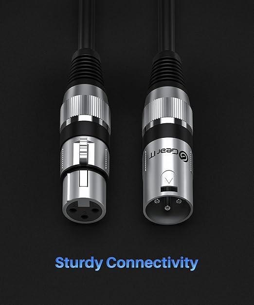 GEARit XLR Male to Female Microphone Cable (100 Feet, 1 Pack) 3-Pin Balanced Shielded Mixer, Recording Studio, Podcast - Black