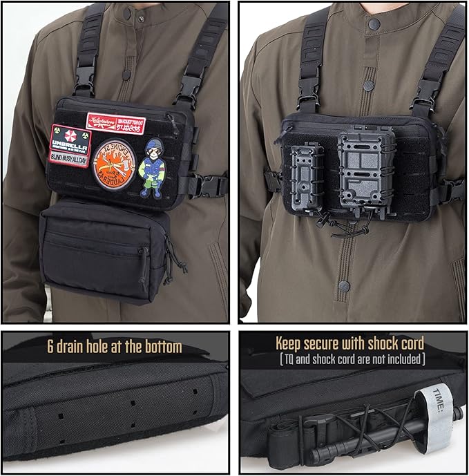 WYNEX Tactical Chest Rig Pack for Men, Running Chest Bag with Front Loop Recon Chest Rigs for Hunting Outdoor EDC