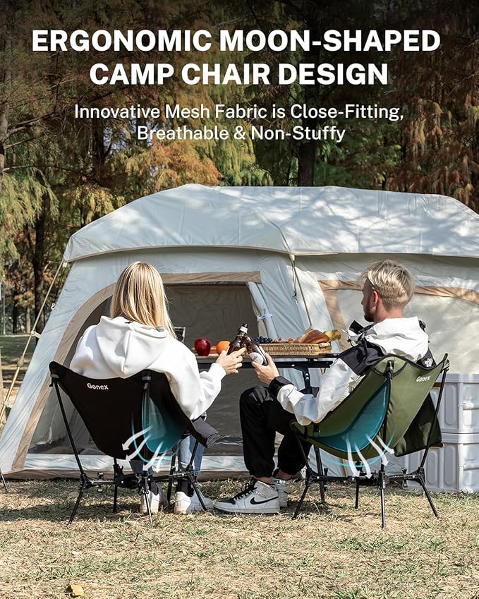 Gonex Portable Camping Chair, The 5th Gen Ultralight Compact Backpacking Foldable Lightweight Folding Chair for Outdoor Camp Hiking Beach Picnic Concert, Supports 330lbs (Army Green, 1 PCS)