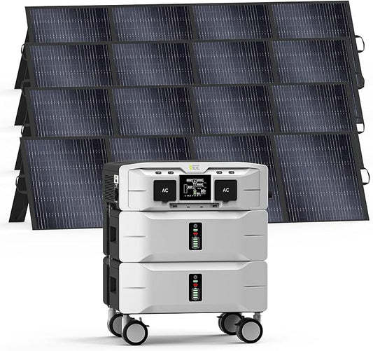 IEE 5120Wh Portable Power Station SP5000 with 4x200W Solar Panel, 120/240V 5000W(Peak 9000W) AC Output Solar Generator, Expandable Capacity, LFP Battery Generator for Home Use, Power Outages, RVs