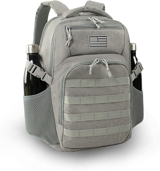 Military Tactical Backpack for Travel Hiking, 30L Backpack for Men and Women with Bottle Holder, Small Laptop Backpack for Work, College Computer Bag Fits 15.6/17 Inch Laptop and Notebook - Gray