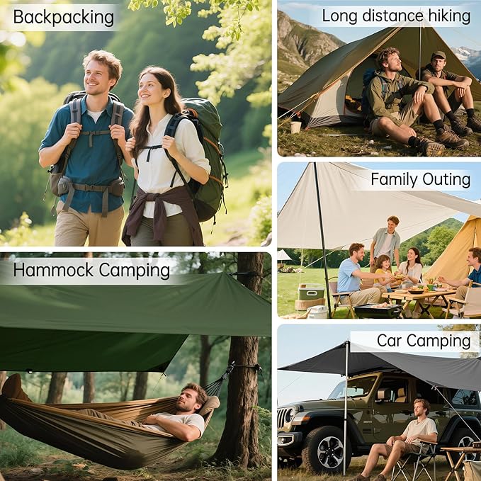 FREE SOLDIER Camping Tarp Waterproof Portable Multifunctional Outdoor Camping Traveling Awning Backpacking Shelter Rain Tarp (Camo 10×10.5ft)
