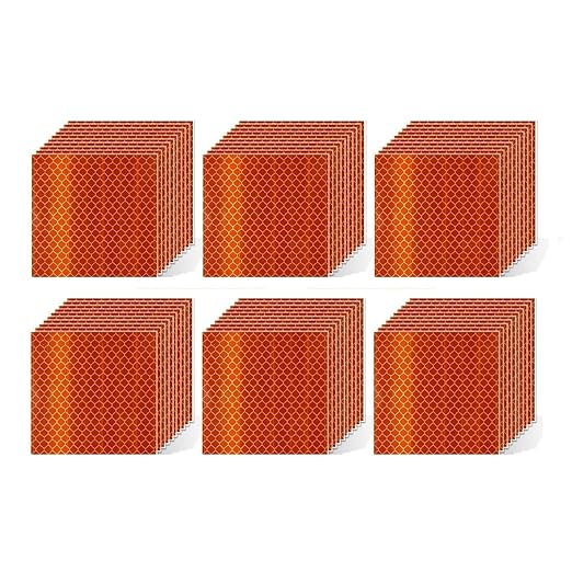 Orange Reflective Stickers 2 inch X 2 inch, Outdoor Waterproof High Visibility Warning Safety Adhesive Reflector Tape (60 Pcs)