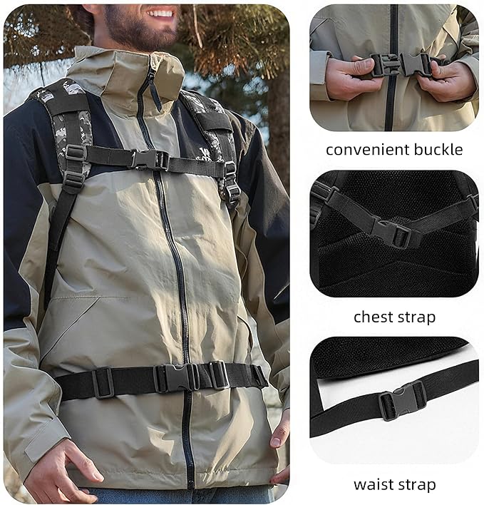 aiGear 50L Military Tactical Backpack 3 Days Assault Pack Large Day Backpack for Men Molle Army Bug Out Bag Waterproof Heavy Duty Hiking Trekking Rucksack - Black