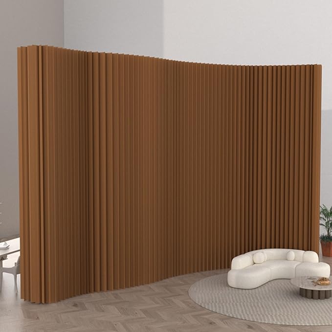 Foldable Room Divider Privacy Screens Movable Temporary Wall Space Partition, 5.25~9.19 FT Tall, 6.56~16.5 FT Width, Choice of Various Sizes and Styles(Brown)