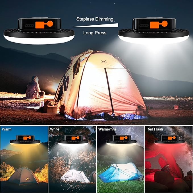 16500mAh 60W Rechargeable Camping Light 3000LM 2700/4000/6500K LED Camping Lantern Portable IP65 Waterproof Tent Lights Power Failur
